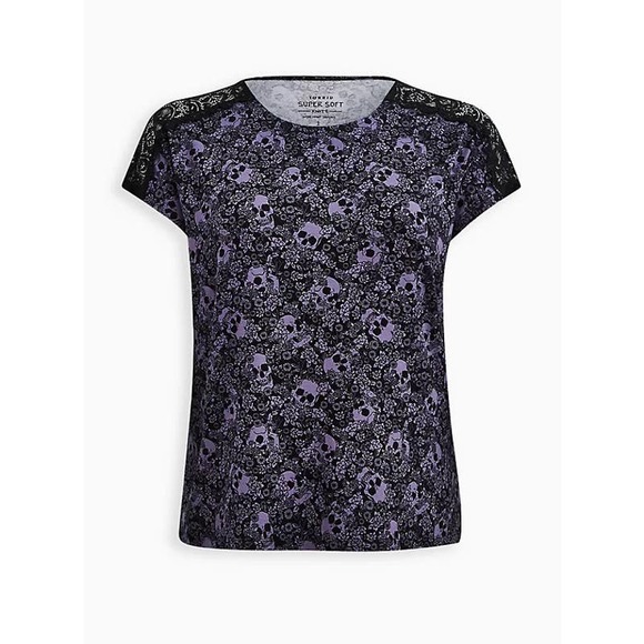 NWT Torrid Lace Dolman Super Soft Black Skull Shirt Top Plus Multi Size - Picture 5 of 5